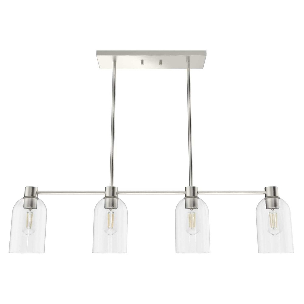 Hunter Lochemeade 4-Light Linear Chandelier Brushed Nickel Seeded Glass 190169